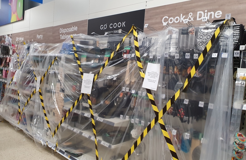 Non- essential items blocked off in supermarket