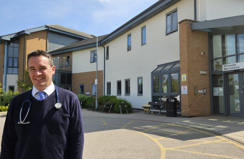 James outside Holywell Hospital 