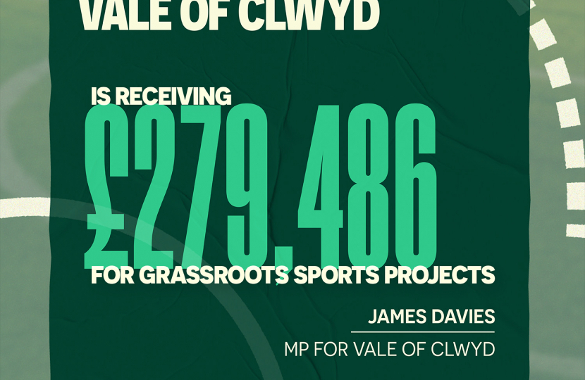 UK Government investing £279,486 into Vale of Clwyd sports facilities