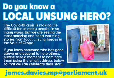 MP and Member of Youth Parliament join forces to reward ‘Unsung Heroes’ in Covid-19 pandemic