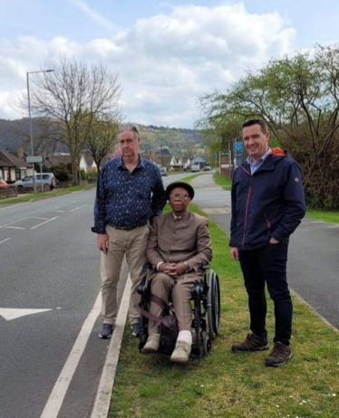 James and residents on Ffordd Penrhwylfa